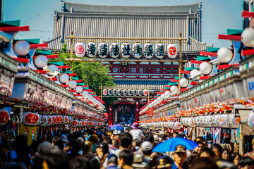 Nakamise Street in Asakusa, traditional shopping street leading to Senso-ji Temple in Tokyo