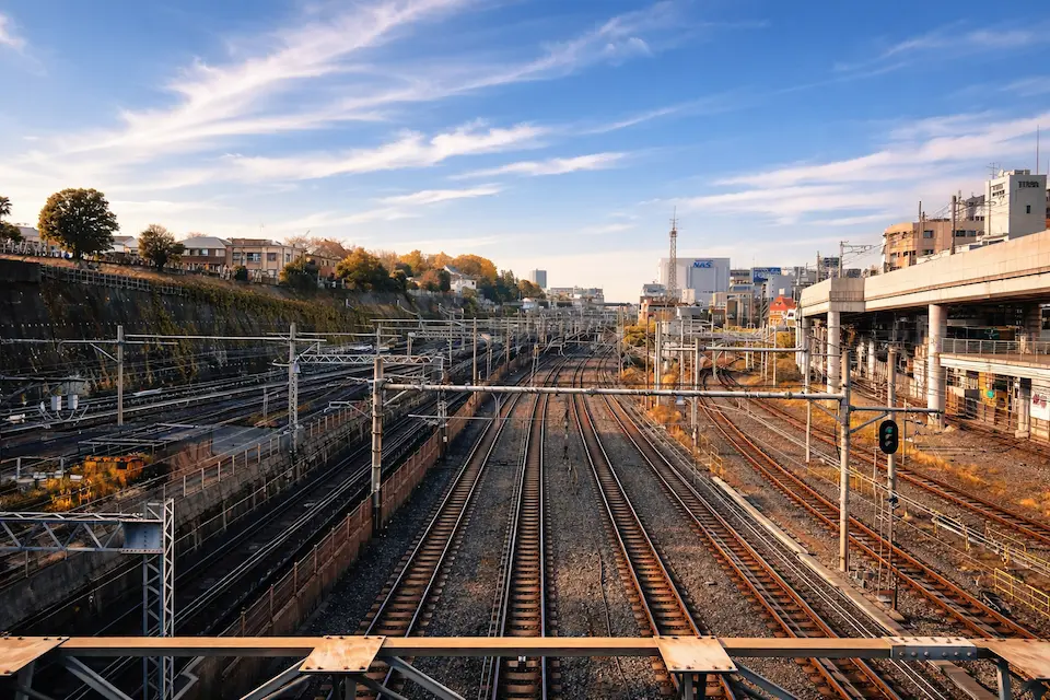 Railway at Nippori station in Tokyo